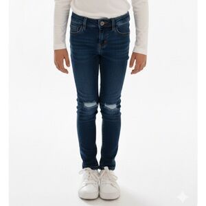 CAT & JACK Adjustable Waist Stretch Distressed Jeans, Girls 10, Blue